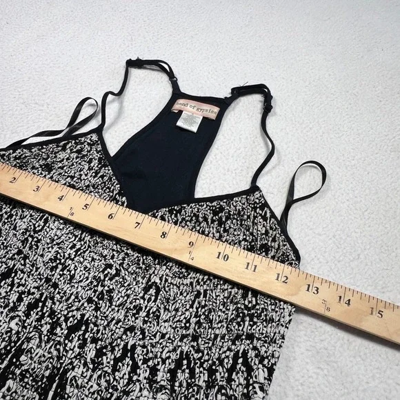 Band of Gypsies Maxi Dress Womens XS Black Ivory Smocked Medallion Pockets Boho - Picture 5 of 9